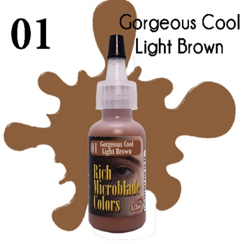 RICH MICROBLADE COLORS, #01 GORGEOUS COOL LIGHT BROWN, 15 ML
