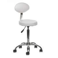 COSMETIC STOOL WITH BACKREST, WHITE