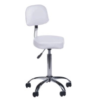 PROFILED COSMETIC STOOL WITH BACKREST, WHITE