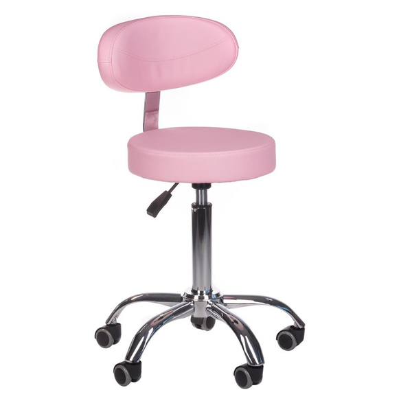 ROUND COSMETIC STOOL WITH BACKREST, PINK