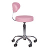 ROUND COSMETIC STOOL WITH BACKREST, PINK