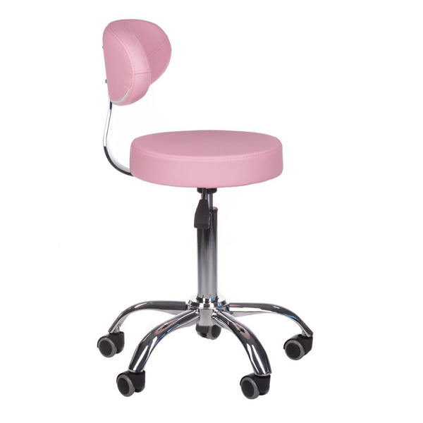 ROUND COSMETIC STOOL WITH BACKREST, PINK