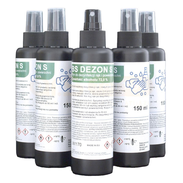 BS DEZON S, ŚRODEK DO DEZYNFEKCJI RĄK I POWIERZCHNI, 150 ML