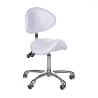 COSMETIC STOOL WITH BACKREST, WHITE
