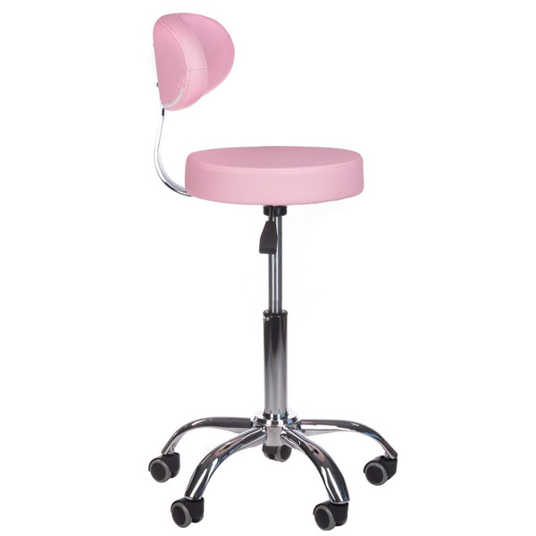 ROUND COSMETIC STOOL WITH BACKREST, PINK
