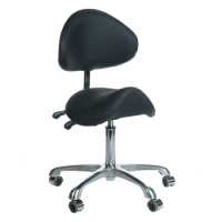 COSMETIC STOOL WITH BACKREST, BLACK