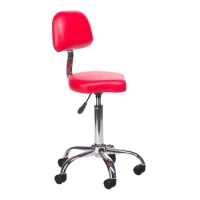 PROFILED COSMETIC STOOL WITH BACKREST, RED