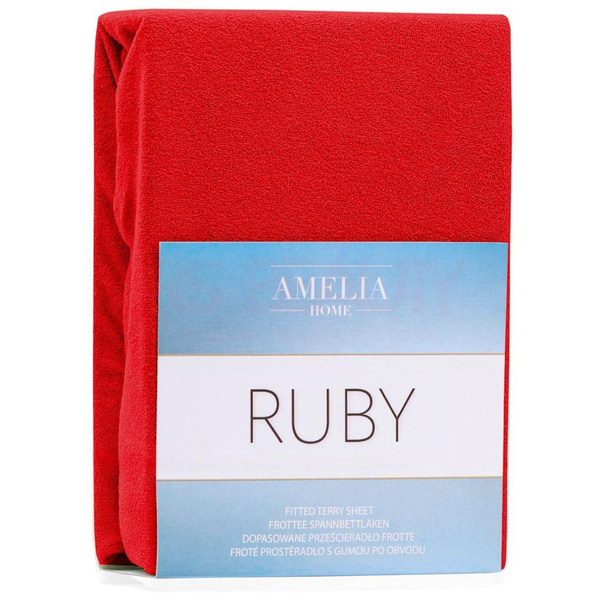 PRZEŚCIERADŁO, RUBY, FROTTE, 80-90 X 200 CM, CZERWONY
