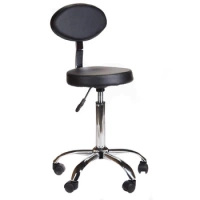 COSMETIC STOOL WITH BACKREST, WHITE