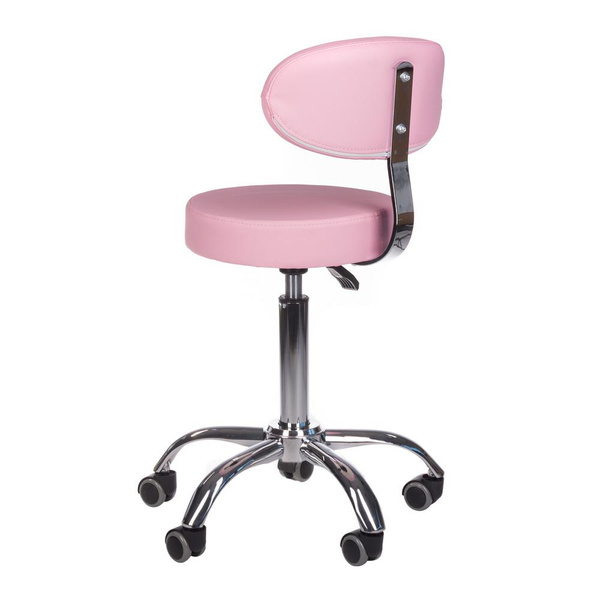 ROUND COSMETIC STOOL WITH BACKREST, PINK