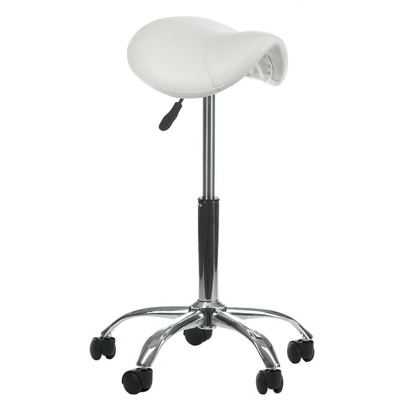 COSMETIC STOOL SADDLE WHITE