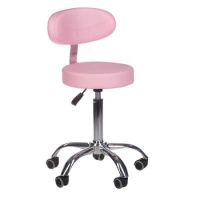 ROUND COSMETIC STOOL WITH BACKREST, PINK